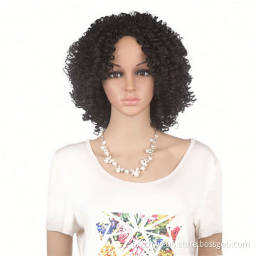 MYZYR's own brand 12-inch heat-resistant curly hair synthetic African wig, cheap high-quality synthetic wig supplier (black)